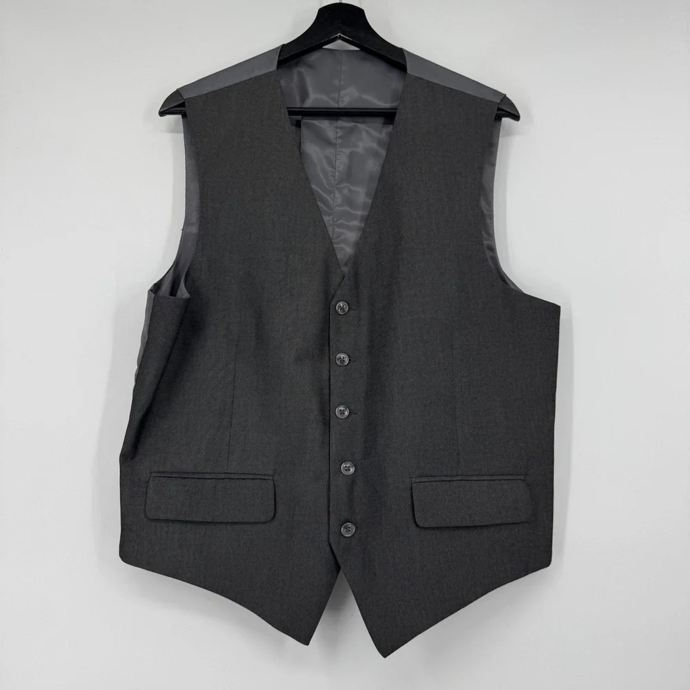Steve Harvey Grey Glen Plaid 3-Piece Suit Mens 40R Jacket 34W Pants Vest
